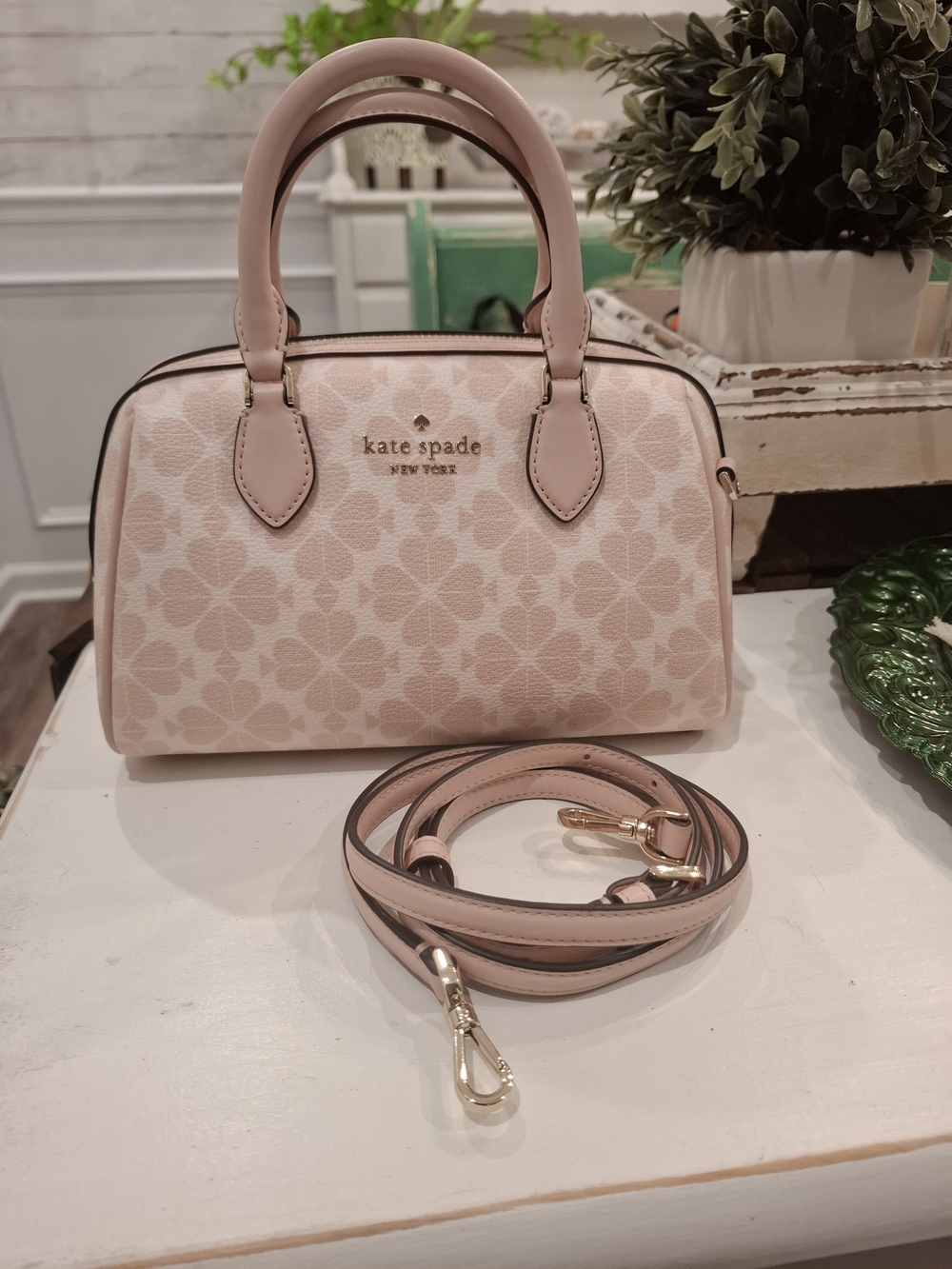 kate spade Pink Floral small Satchel with Detachable Strap